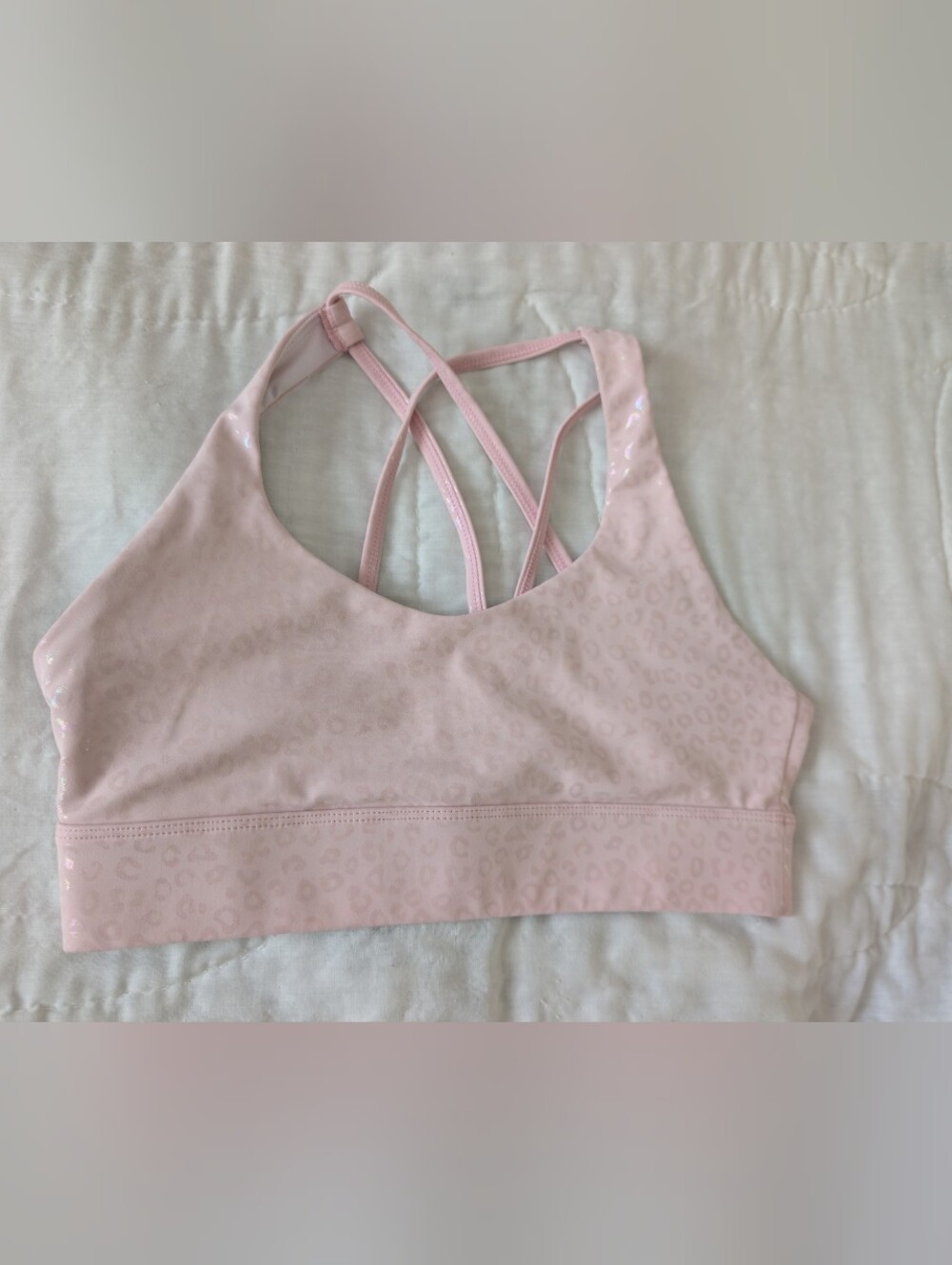 Iridescent Animal Print Light Pink Strappy Women's Bralette